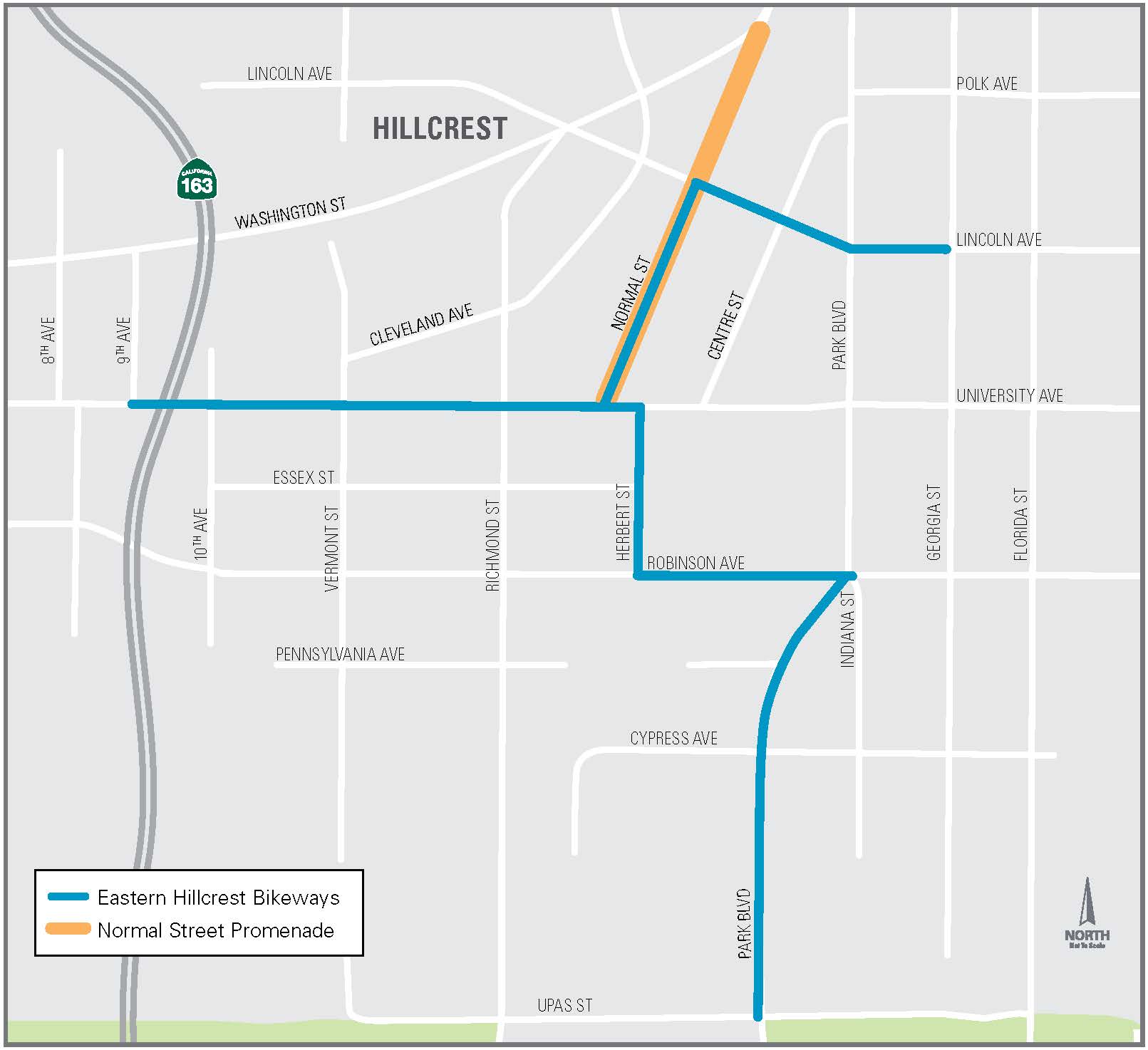Eastern Hillcrest Bikeways – Project Map (English)