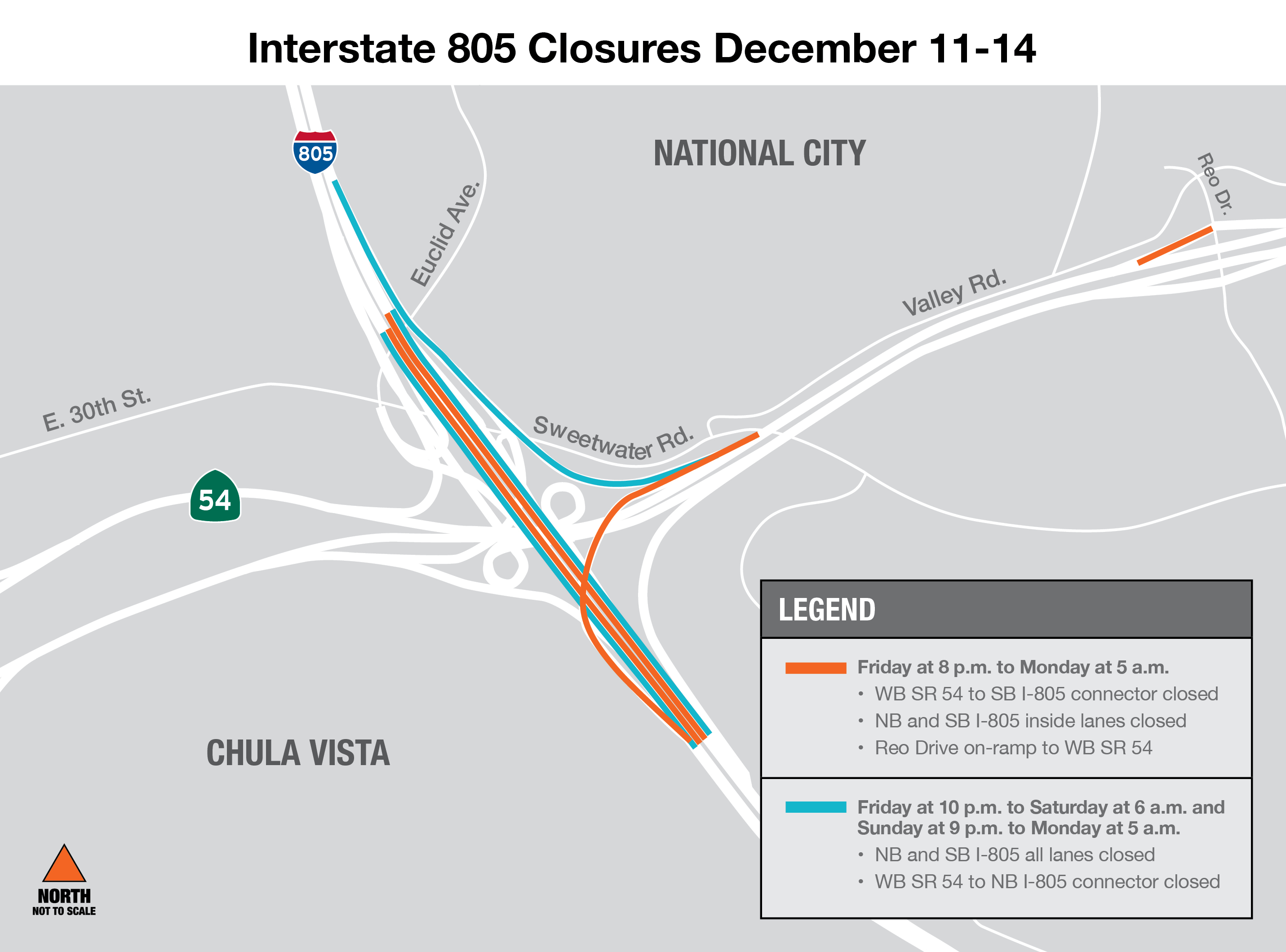Dec 11-14 Closures on I-805 and SR 54